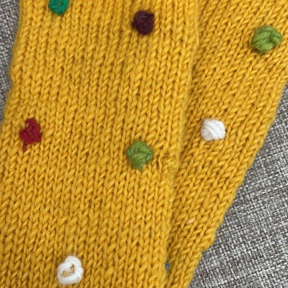 Yellow Long Wool Polka Dot Gloves - Picture 3 of 9